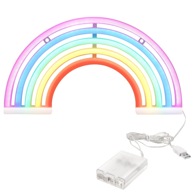 Lámpara de arcoíris de dibujos animados Mobestech para dormitorio, luz LED de noche, lámpara de mesa decorativa sin batería