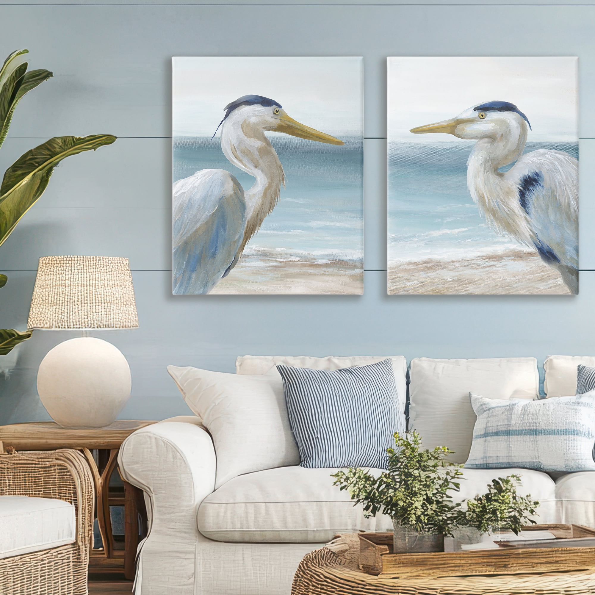 Stupell Industries Tranquil Gaze Herons 2 Piece Canvas Wall Art Set, design by Nan