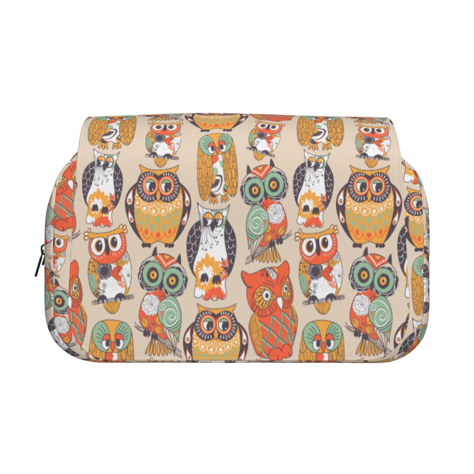 Rateoe Colorful Owls Pattern Double Clamshell Pen Case, Storage Organizer with Two Zipper Compartments– Holds Up to 50 Pencils & Pens