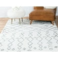 thumbnail image 3 of Unique Loom Rabat Shag Collection Lattice Trellis Geometric Moroccan Plush Area Rug, 9 x 12 Feet, Ivory/Gray, 3 of 5