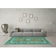 thumbnail image 3 of Ahgly Company Machine Washable Indoor Rectangle Persian Turquoise Blue Traditional Area Rugs, 6' x 9', 3 of 4