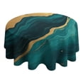 thumbnail image 4 of Teal Marble Gold Line Pattern Round Tablecloth 60"x60",Wrinkle Wipeable Table Cloth for Kitchen Dining Room Picnic Patio Party, 4 of 6