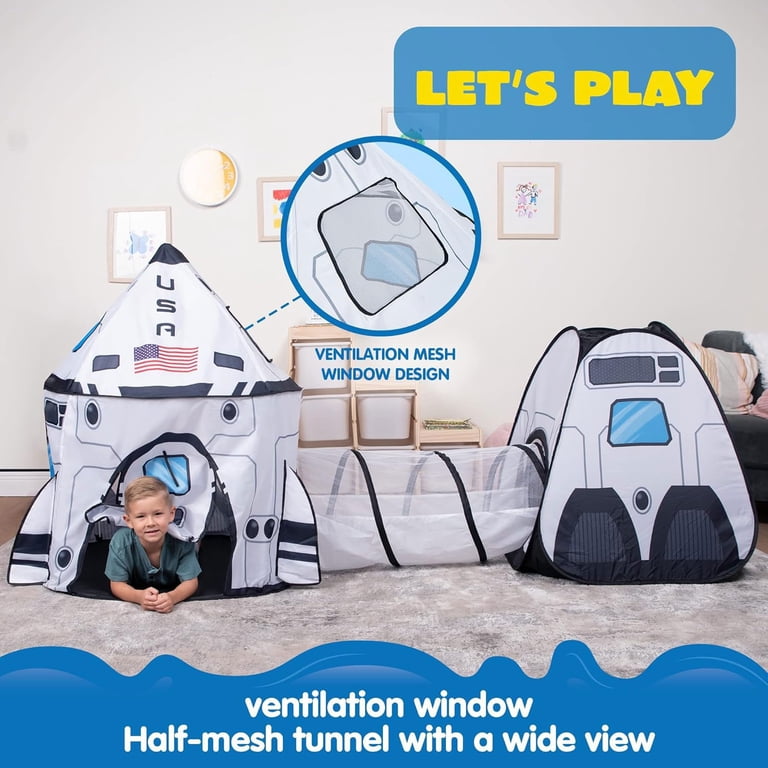 Joyfy 3-Piece Rocket Ship Play Tent Set with Tunnel photo 2