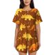 thumbnail image 1 of Fotbe Dinosaurs and Leaves Conjunto de Pijama Estampado para Mujer, 2 Piezas, Ropa de Dormir con Camiseta de Manga Corta y Shorts Suaves-3X-Large, 1 of 6