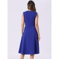 thumbnail image 3 of DARING DIVA Notch V Neck A-Line Office Dress XL Royal Blue, 3 of 6