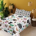 thumbnail image 2 of Ambesonne Dog Emoji Fitted & Top Sheet Set with Sham, Cartoon Puppy Animals Art, White and Multicolor, 2 of 5