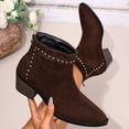 thumbnail image 5 of Viluyesy Womens Dress Boots, Back Zipper Chunky Heels Pointed Toe Fall Winter Comfort Suede Booties Coffee US7, 5 of 9
