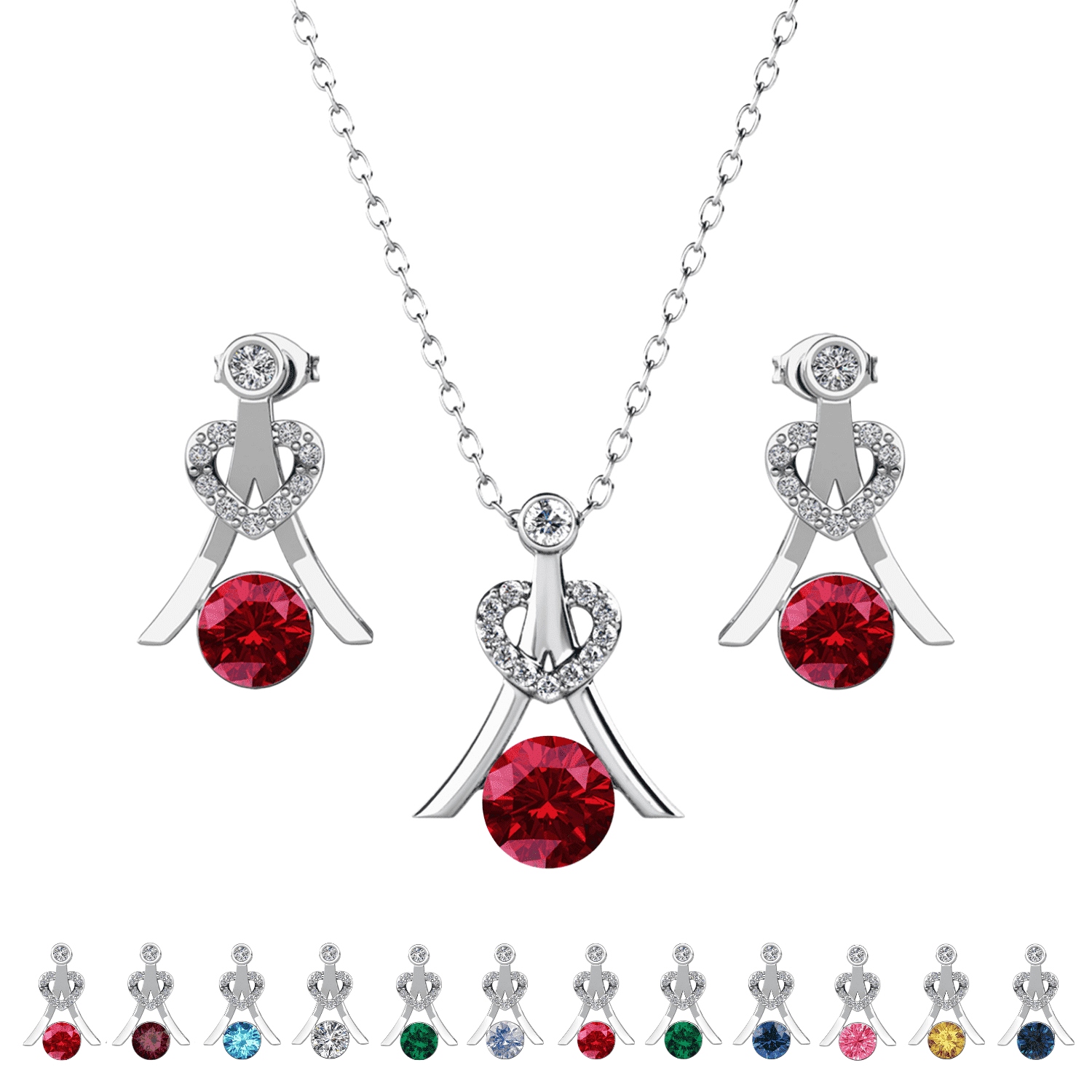 Cate & Chloe Serenity January Birthstone 18k White Gold Plated Women Jewelry Set, Swarovski Crystals