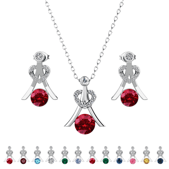 Cate & Chloe Serenity January Birthstone 18k White Gold Plated Women Jewelry Set, Swarovski Crystals