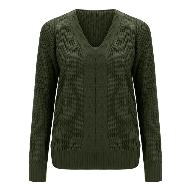 2025 Ladies Autumn and Winter Packs of Sweaters for Women Long Sleeve Solid Color Light Sweater for Women V Neck Slim Fit Oversized Sweater for Women Fall Twist Knitted Pullover Sweater