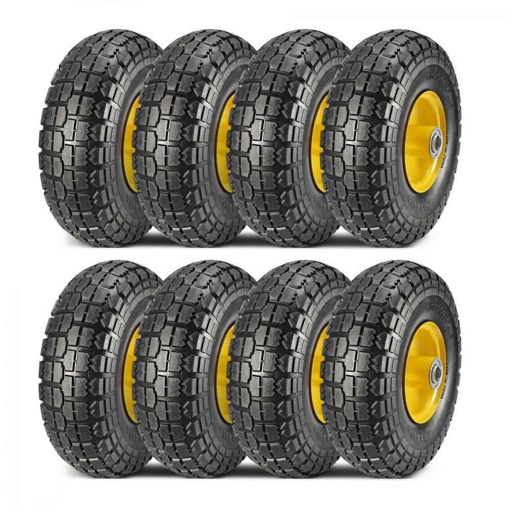 MaxAuto 8Pack 10 Inch Solid Rubber Tyre Wheels Garden Wagon Cart