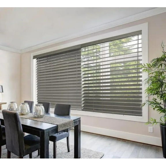 Driftwood Gray Cordless 2.5" Premium Faux Wood Blind for Window 28"W x 64"L