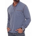 thumbnail image 4 of JWD Mens Long Sleeve Henley Shirt Casual Button Neck T Shirt with Chest Pocket Navy Blue S, 4 of 8