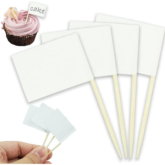 100PCS Blank Toothpick Flags Kraft Paper Food Labels (3.5 * 2.5cm) Fruit Picks for Party Food