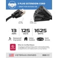 thumbnail image 3 of Iron Forge Cable 100 Ft Black Extension Cord with 3 Outlets - 16/3 SJTW 100 Foot Extension Cord 3 Prong, Weatherproof Exterior Power Cable for Outdoor, 3 of 7