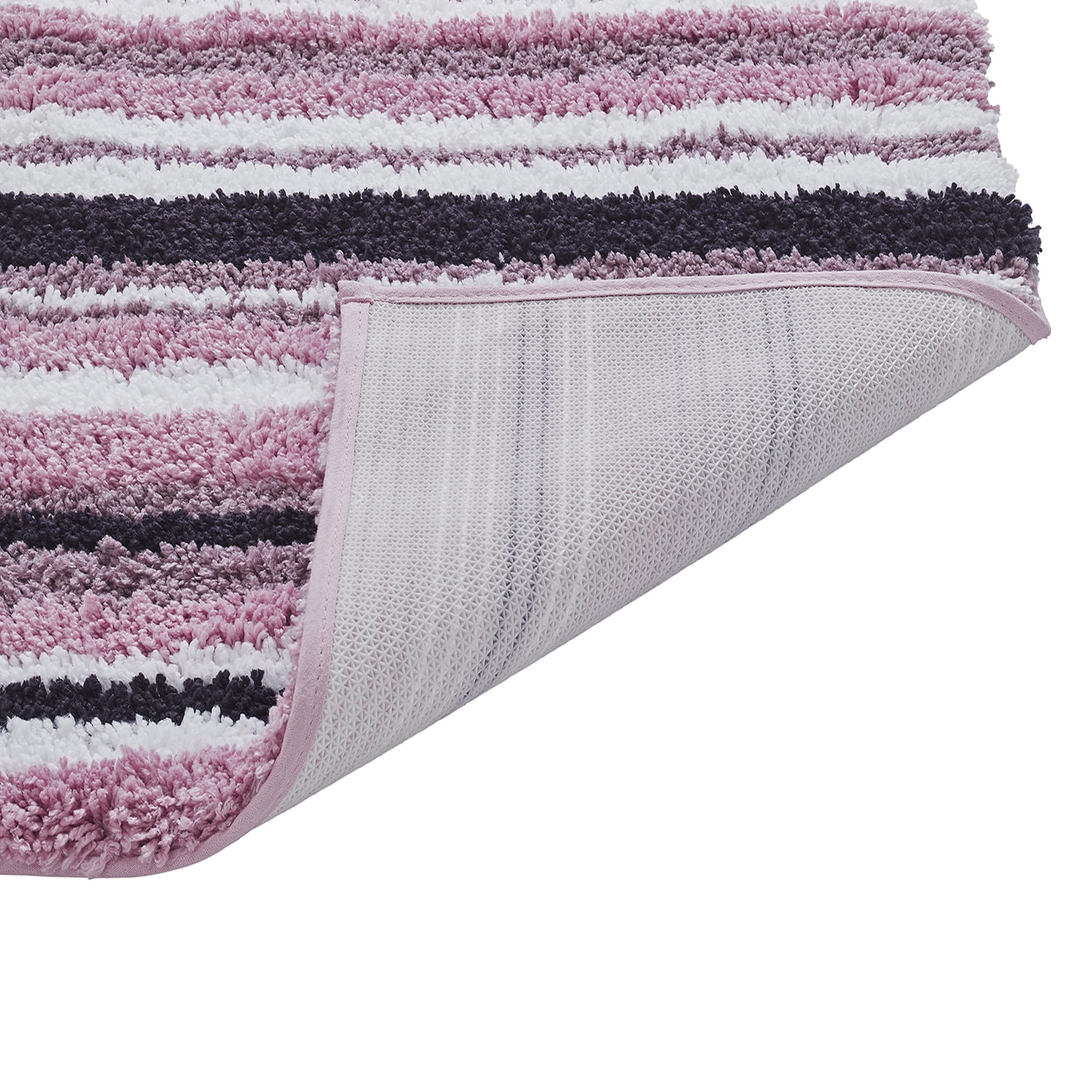 Better Trends 3 Piece Bathroom Rug Set 100% Polyester Soft Water Absorbent Non Slip Bath Mat Machine Washable Rug Griffie Collection - Purple