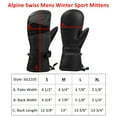 thumbnail image 5 of Alpine Swiss Mens Waterproof Ski Mittens 3M Thinsulate Winter Snow Sport Gloves, 5 of 7