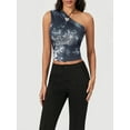 thumbnail image 2 of Gupgi Women One Shoulder Tank Tops Sleeveless Ruched Slim Fitted Crop Top Summer Camisole Floral Vest, 2 of 8