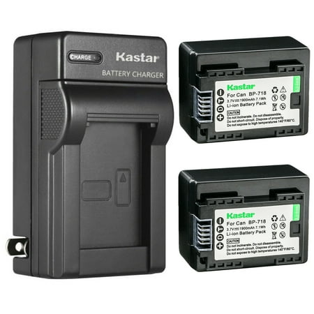 Kastar 2 Pack BP-718 BP718 Battery and AC Wall Charger Compatible with Canon VIXIA HF M50 HFM50 VIXIA HF M52 HFM52 VIXIA HF M500 HFM500 VIXIA HF R30 HFR30 VIXIA HF R32 HFR32 Cameras