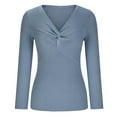 thumbnail image 4 of Aboser Women's Twist Criss Cross Sweaters Slimming Sweetheart Neck Pullover Shirt Long Sleeve Knitted Tops Solid Ribbed Knit Sweater Top, 4 of 8