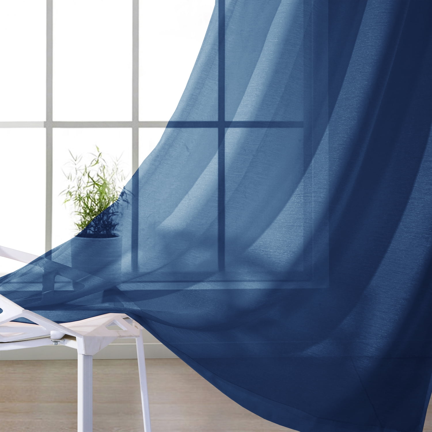 Dainty Home Malibu Textured Semi-Sheer Linen Look Grommet Top Curtain Set Of 4, 54" x 84" each (Covers Two Windows)