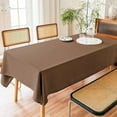 thumbnail image 4 of Parojati Textured Linen Tablecloth Rectangle 52×70 inch Waterproof Wrinkle-Free Stain Resistant Table Cloth Wipeable Spill-Proof Linen Dining Table Cover,Coffee, 4 of 10
