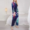 thumbnail image 3 of Pofeuu Starry Multicolored Wolf Print Womens Pajamas Set Long Sleeve Sleepwear Button Down Nightwear Soft Pj Lounge Sets Button Down Pajamas Women-XX-Large, 3 of 7