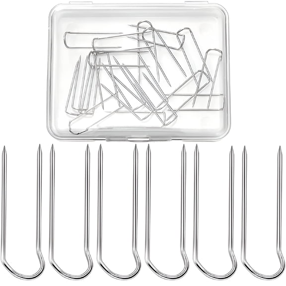 DESIGNICE 50pcs Stainless Steel U-Shaped Pins For Floral Arrangements Greening,And Wreath Making Multipurpose Sewing Pins For DIY Crafts Home Decor