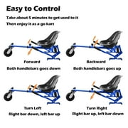 Hoverboard seat attachment, hoverboard go kart for adults & kids, accessories to transform hoverboard into go cart, hover carts for self balancing scooter with off-road tire and shock absorber, blue