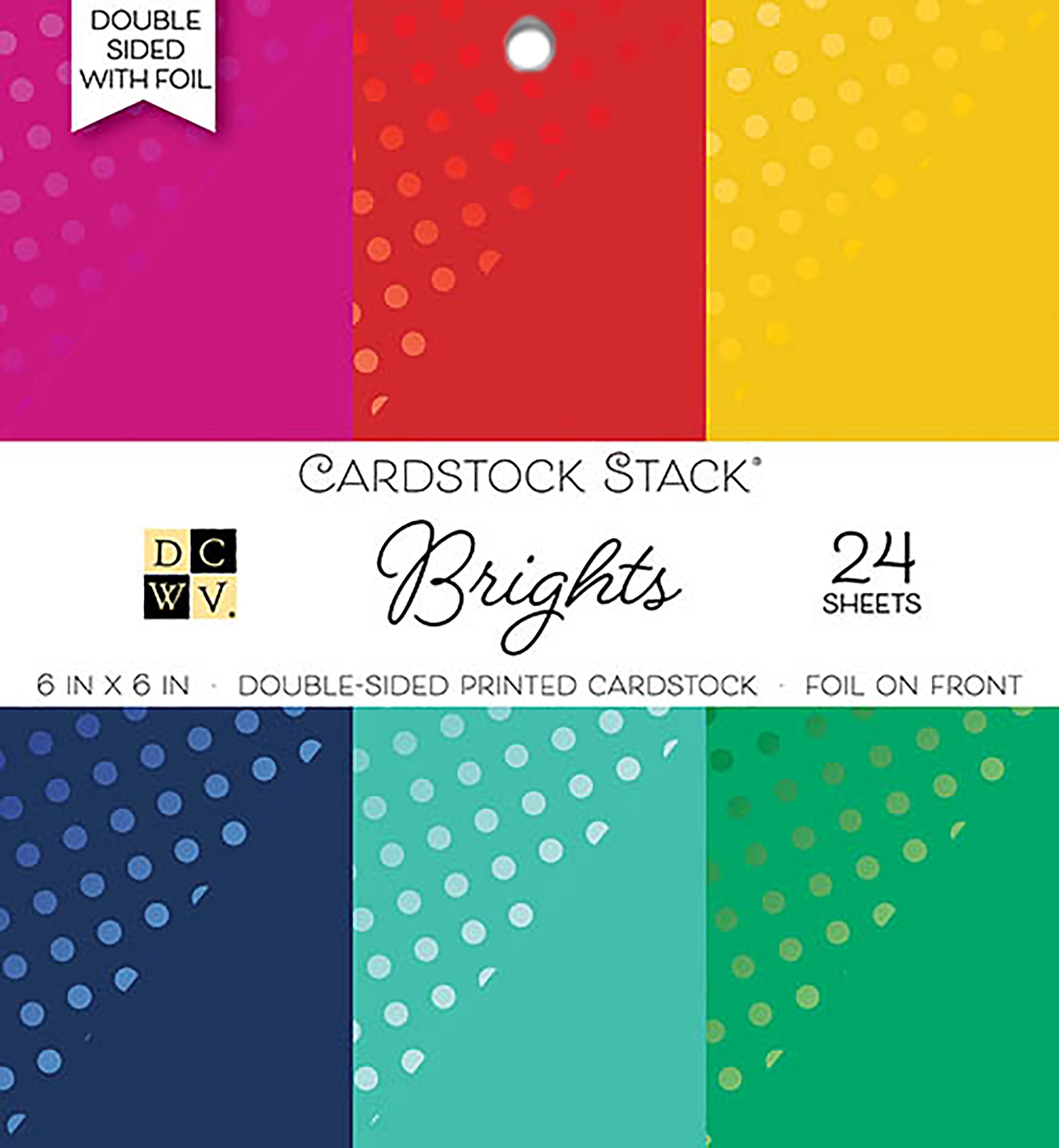 DCWV DoubleSided Cardstock Stack 6"X6" 24/Pkg Brights W/Foil