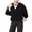 Black, variant on Women's Hooded Jacket Lightweight Zip-Up Solid Color Fall Hoodies Relaxed Casual Puff 3/4 Sleeve Outdoor Hooded Coat with Elastic Cuffs XXL