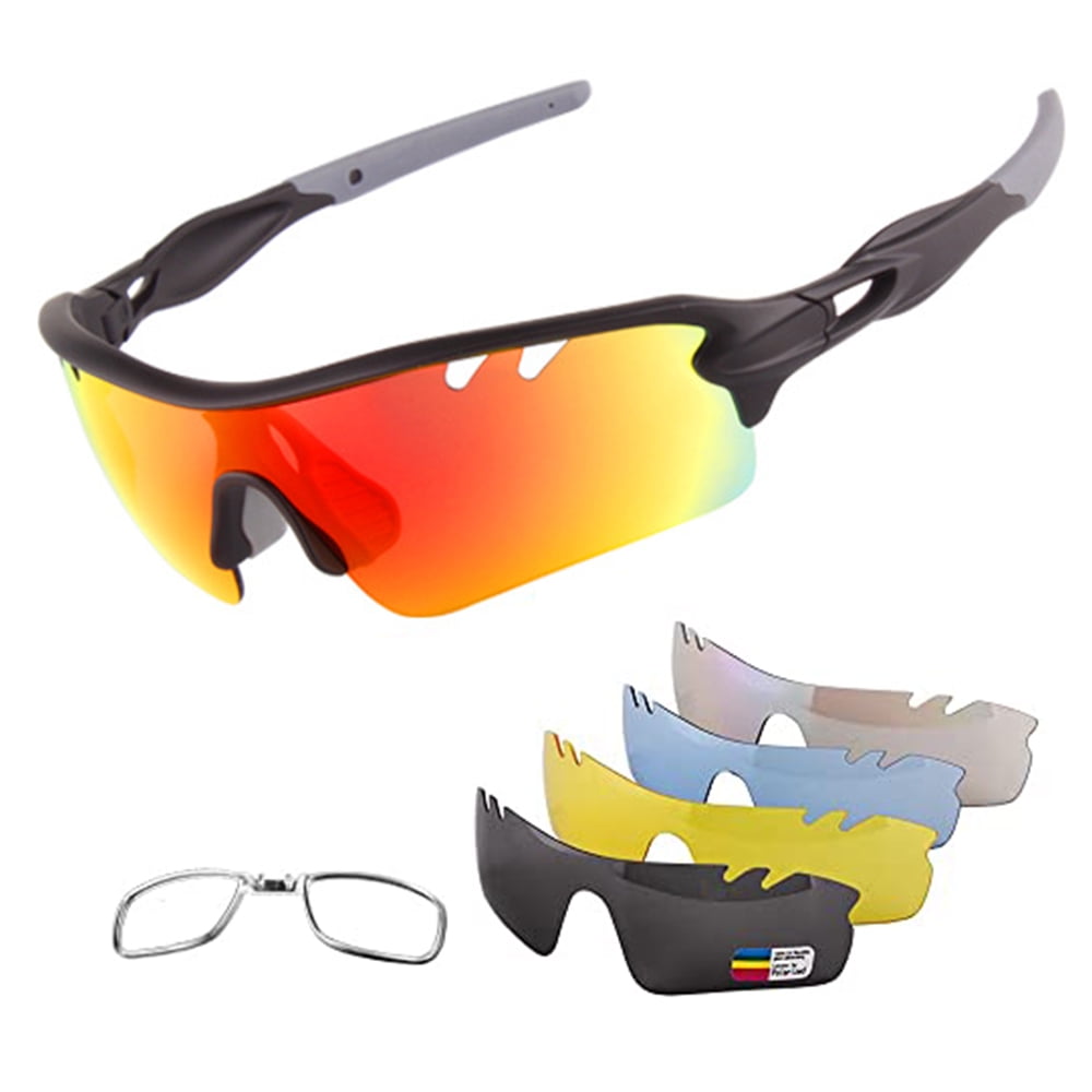 with 4 Interchangeable Lenses for Cycling Running Cycling Sports Sunglasses Polarized Glasses for Men Women 