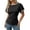 Black, variant on Cinched Waist Tops for Women Summer Short Sleeve Boat Neck Dressy Casual Blouse Going out Tops Brunch Outfits