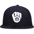 thumbnail image 2 of Men's New Era Navy Milwaukee Brewers White Logo 59FIFTY Fitted Hat, 2 of 6