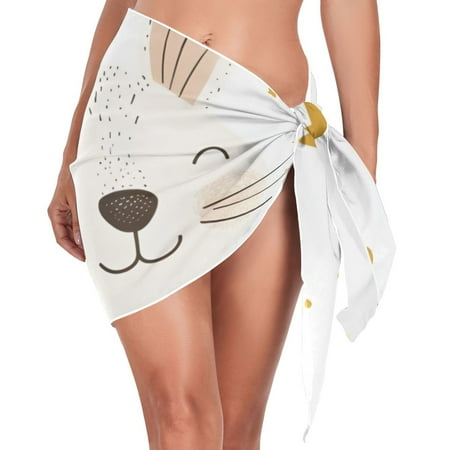 Lovely Rabbit Faces and Yellow Stars Women s Bikini Sarong Wraps Swimsuit Coverups Beach Skirt Beach Dress M