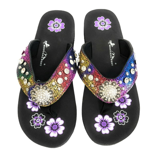 wide fit sparkly flip flops