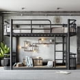 thumbnail image 2 of Leumius Twin XL over Twin XL Bunk Bed Frame with Ladders & Guardrails, Upgraded Round-Pipe Metal Frame, Stylish & Versatile for Any Room,Black, 2 of 9