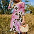thumbnail image 4 of Pink Lilies Leopard Print Floral Fabric Dress Summer Dresses Woman Street Style Big Size Casual Dress, 4 of 9