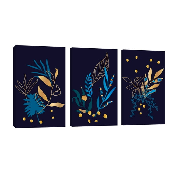Cuadro Decorativo Tríptico Vertical Hojas Brillantes Canvas Revolution Set De 3 Cuadros 25x38 cm