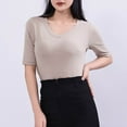 thumbnail image 3 of Mittory Womens Summer Tops V Neck Short Sleeve Loose Basic Tee Shirts Casual Comfy Vacation Clothes, 3 of 5