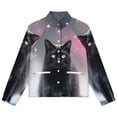 thumbnail image 4 of Jackets for Women Winter Coat Jackets Flannel Stand Collar Jacket(Snowy Black Cat Glow,Size:S-4XL), 4 of 7