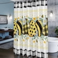 thumbnail image 6 of Bee Love Shower Curtain, Vintage Country Yellow Bee Plaid Dot Love Floral Black Plaid Waterproof Shower Curtain Set with 12 Hooks Lightweight Bath Curtains Fabric Bathroom Decor 72x72 Inches, 6 of 9