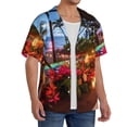 thumbnail image 2 of Pofeuu Tropical Beach Candlelight Print Mens Casual Short Sleeve Shirts Beach Summer Spread Collar Pocket Tops Men's Casual Short-sleeved Shirt-X-Large, 2 of 5