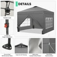 thumbnail image 6 of Ainfox 10x10 Pop up Canopy Tent with One Push Setup and Sidewalls,Instant Outdoor Shade Gazebos with Weighted Sandbags,Grey, 6 of 8