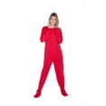 thumbnail image 3 of Big Feet PJs Red Cotton Jersey Knit Adult Footed Sleeper Pajamas, Unisex, Snap Front, Non-Skid Soles, Machine Washable, Sizes XS-XXL, 3 of 3
