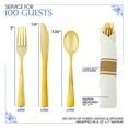 thumbnail image 4 of 100 Pack Pre Rolled Gold Plastic Cutlery Set, Individually Wrapped Plastic Silverware Set with 100 Forks, 100 Knives, 100 Spoons, 100 Napkins, Disposable Utensils for Party and Wedding, 4 of 7