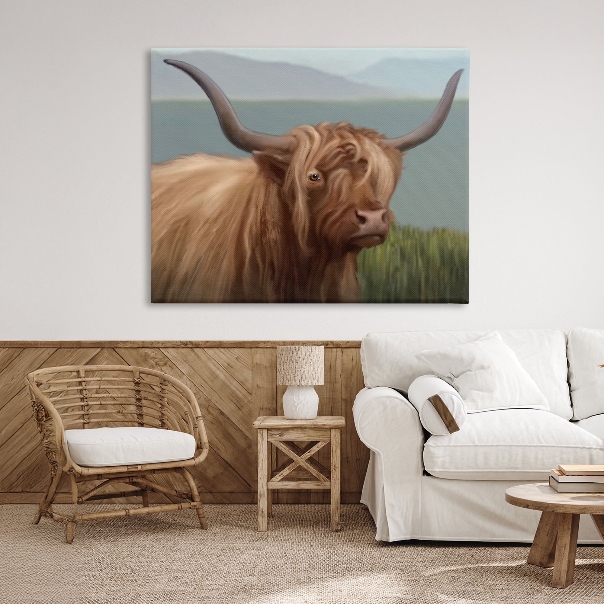 Stupell Industries Scottish Highland Cattle Landscape Canvas Wall Art, design by Matthew Piotrowicz