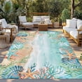 thumbnail image 2 of Ocean Coastal Outdoor Rug for Patio/Deck/Porch, Non-Slip Large Area Rug 3 x 5 Ft, Summer Nautical Beach Coral Starfish Indoor Outdoor Rugs Washable Area Rugs, Reversible Camping Rug Carpet Runner, 2 of 8