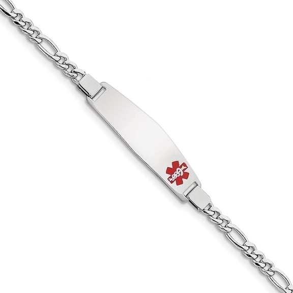Sterling Silver Medical ID Figaro Link Bracelet - 6.8 Grams - 8 Inch - Lobster Claw