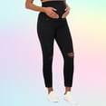thumbnail image 2 of Savi Parker Women’s Ripped Maternity Jeans Over The Belly - Motherhood & Pregnancy Jeans, Maternity Clothes – 27” Inseam (XL, Black Rinse), 2 of 7